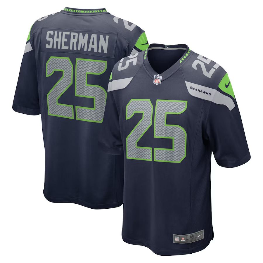Men Seattle Seahawks 25 Richard Sherman Nike College Navy Retired Game NFL Jersey